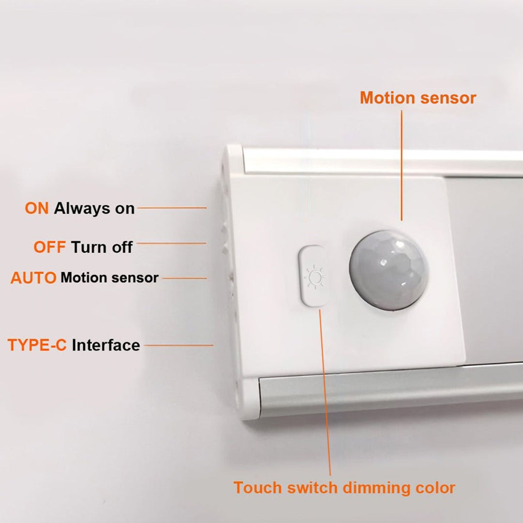 LumiBar Wireless Motion Sensor LED Under Cabinet Light – USB Rechargeable, 8, 16 & 24 Inch