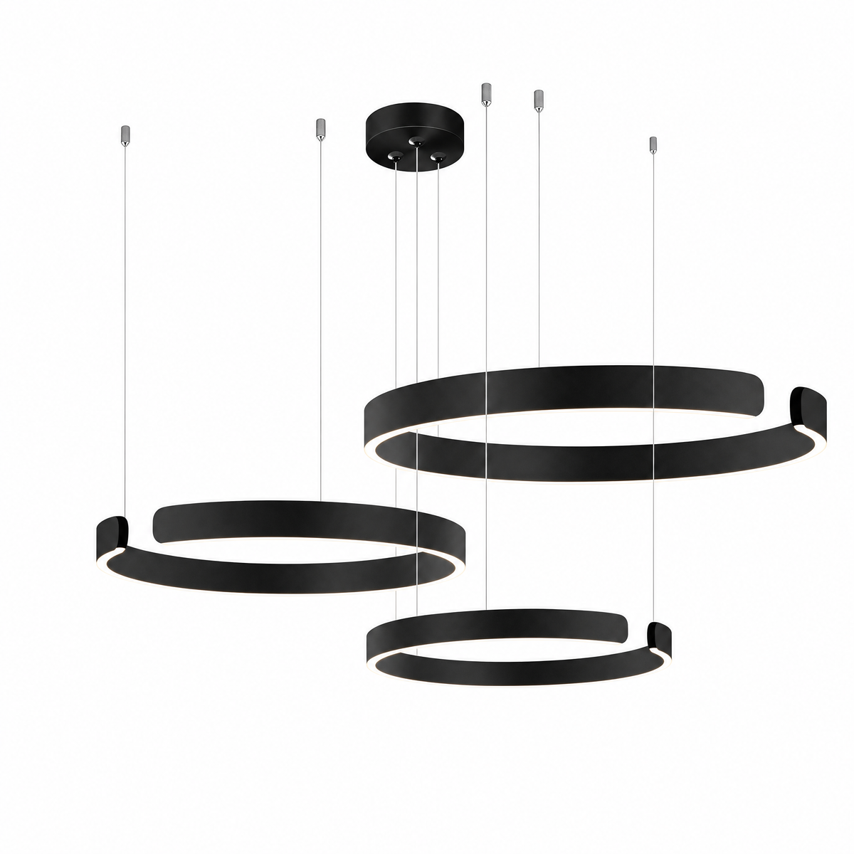 Orbita LED Ring Chandelier – 1, 2 or 3 Rings, Dimmable with Remote, 5 Finishes