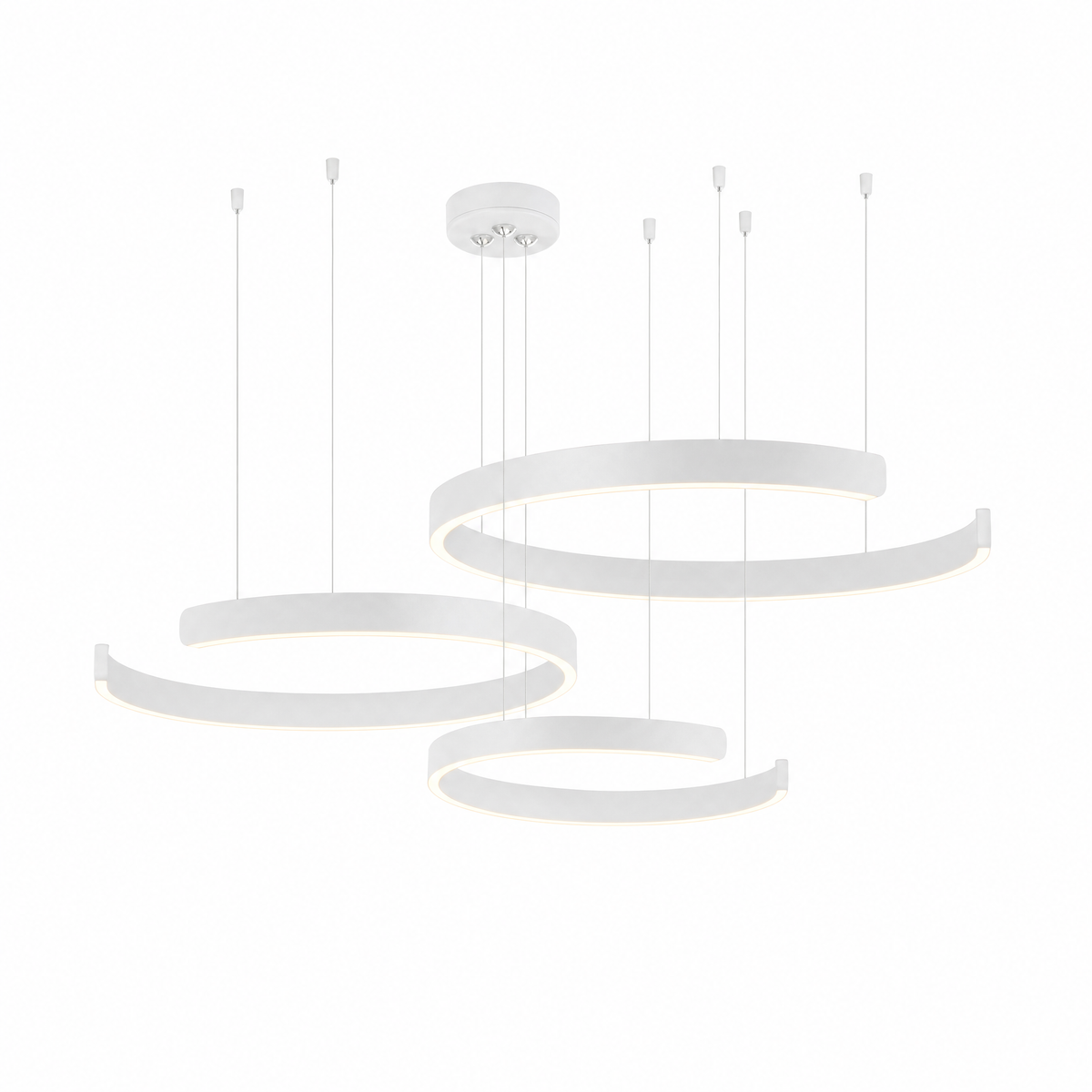 Orbita LED Ring Chandelier – 1, 2 or 3 Rings, Dimmable with Remote, 5 Finishes