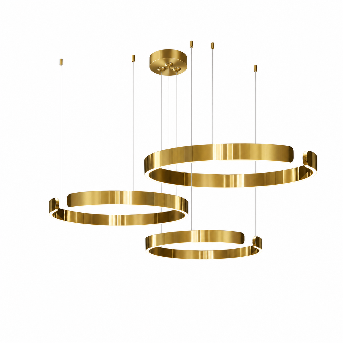 Orbita LED Ring Chandelier – 1, 2 or 3 Rings, Dimmable with Remote, 5 Finishes