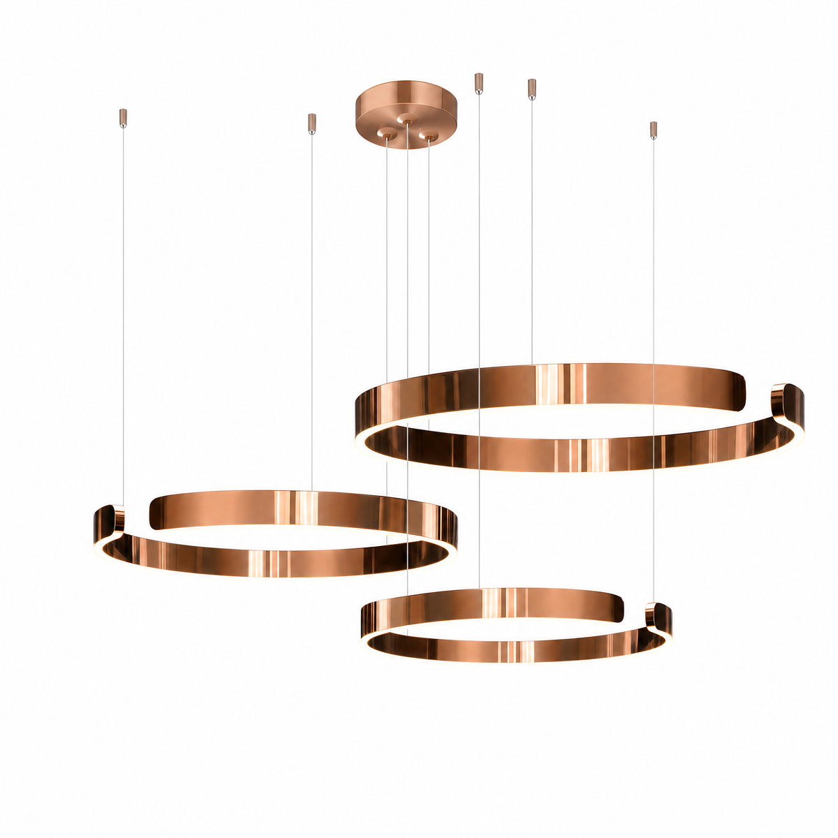 Orbita LED Ring Chandelier – 1, 2 or 3 Rings, Dimmable with Remote, 5 Finishes