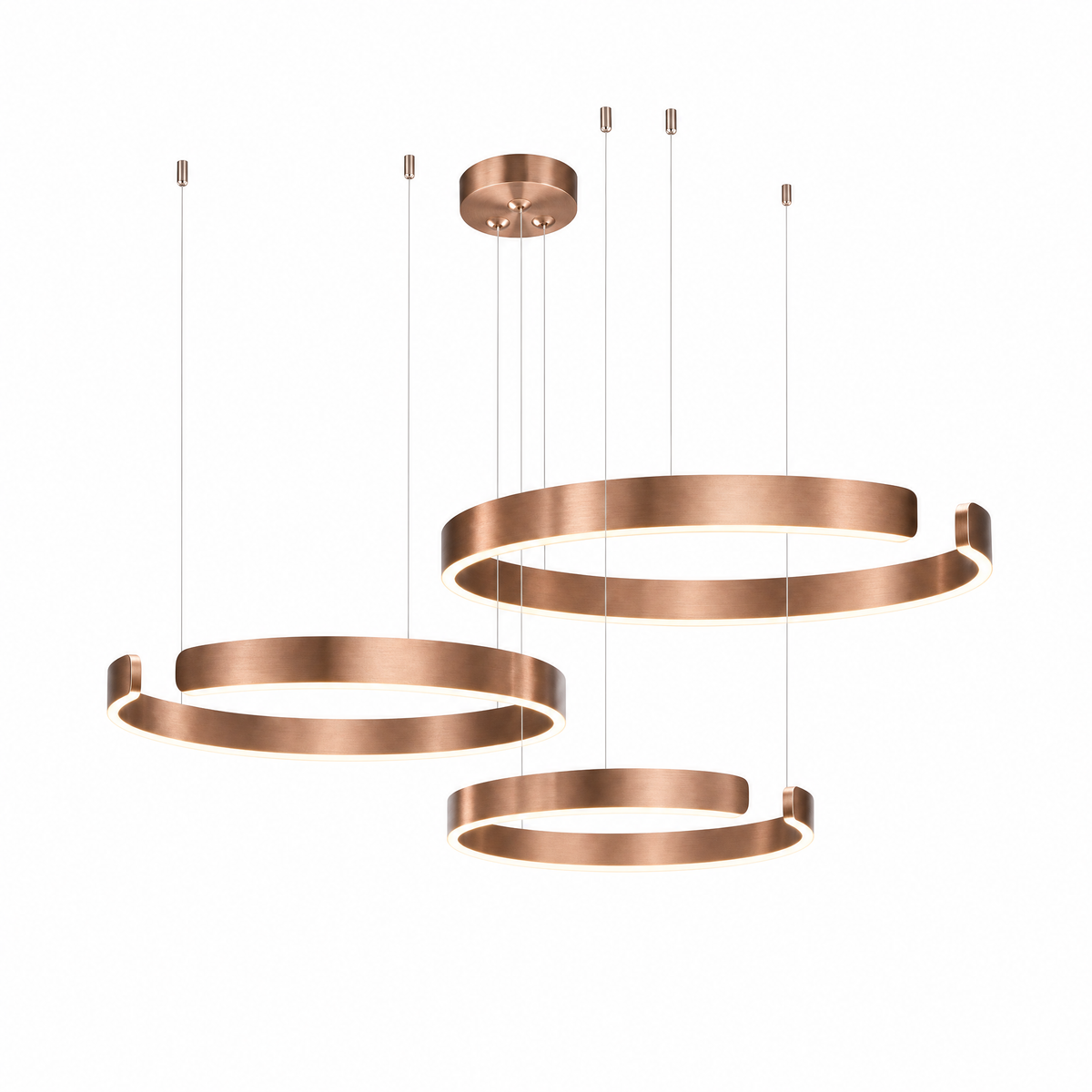 Orbita LED Ring Chandelier – 1, 2 or 3 Rings, Dimmable with Remote, 5 Finishes