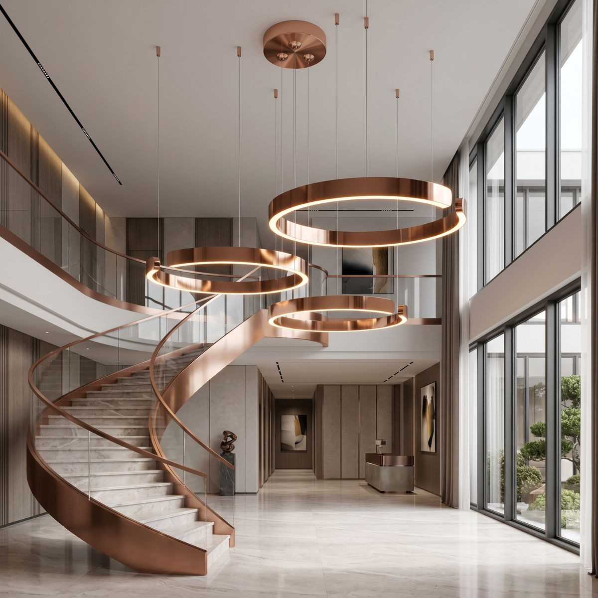 Orbita LED Ring Chandelier – 1, 2 or 3 Rings, Dimmable with Remote, 5 Finishes