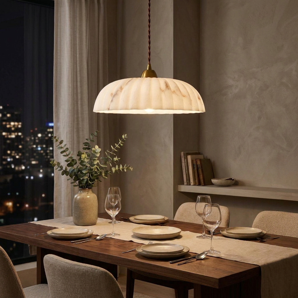 Orielle Organic Pendant Light – Sculptural White Shade, 11.8 Inch