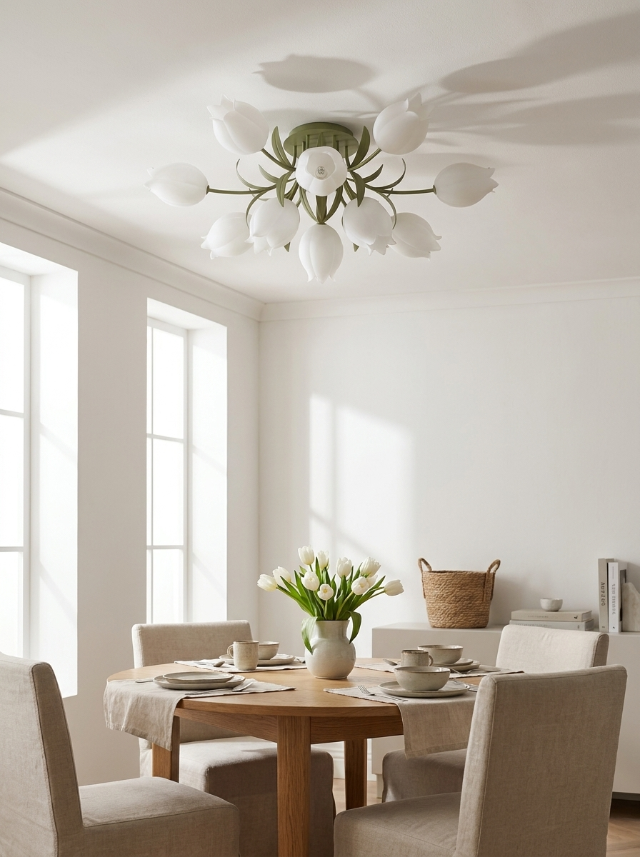 Ricko Lily Flower Ceiling Light – Multi-Head Acrylic Shades, Dimmable, Damp Rated, 3 Sizes