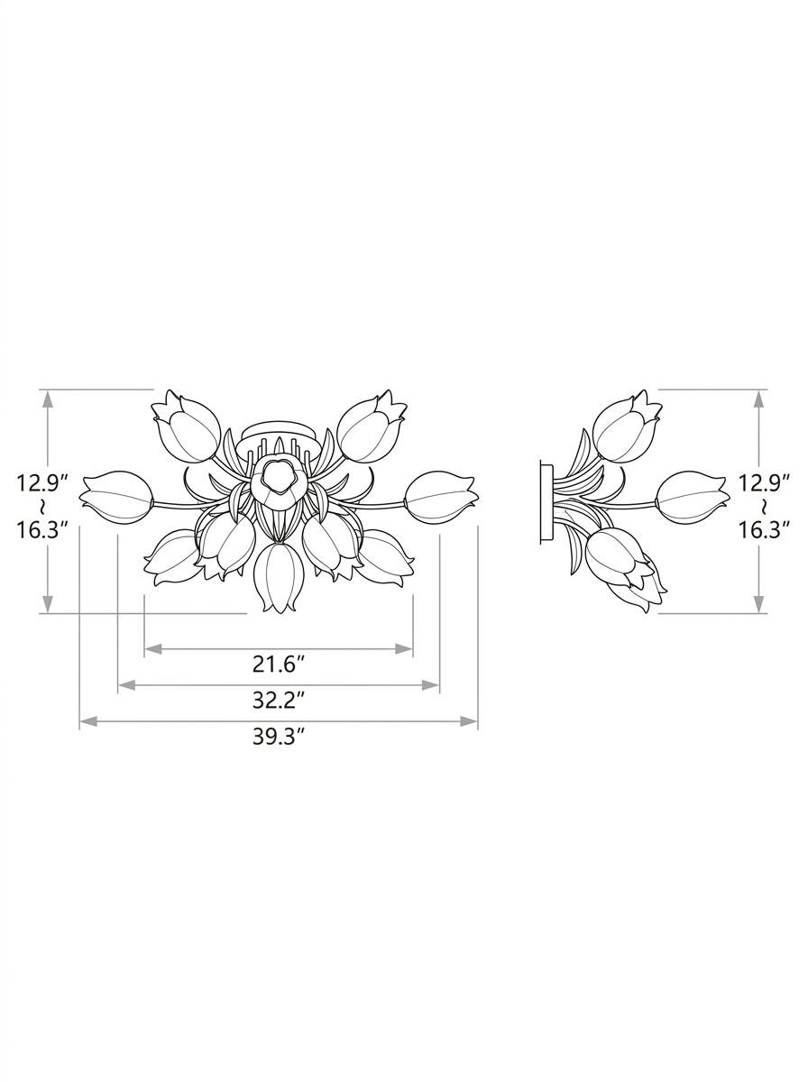 Ricko Lily Flower Ceiling Light – Multi-Head Acrylic Shades, Dimmable, Damp Rated, 3 Sizes